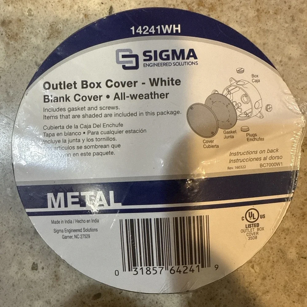 6 Sigma Electric Round Steel Flat Box Cover ‎ For Wet Locations